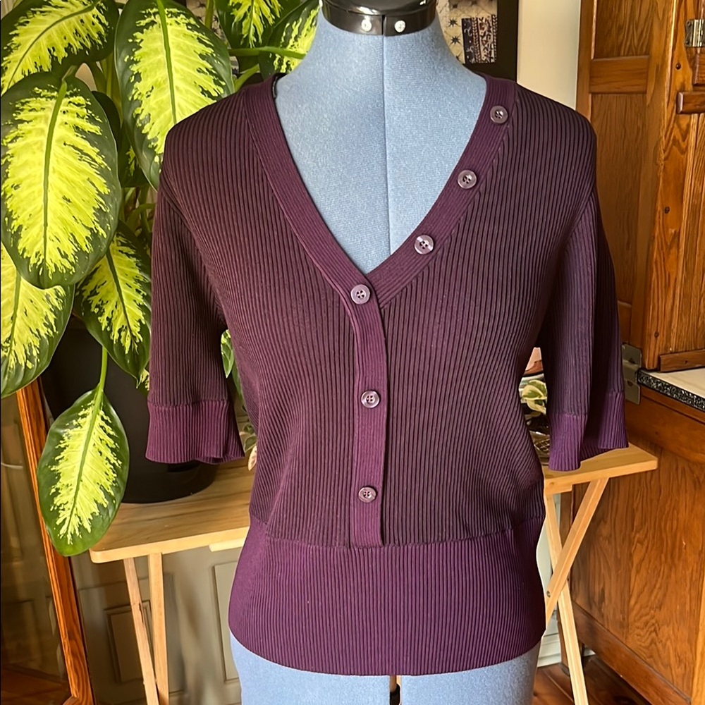 Calvin Klein Purple Button-Up Women's Sweater
